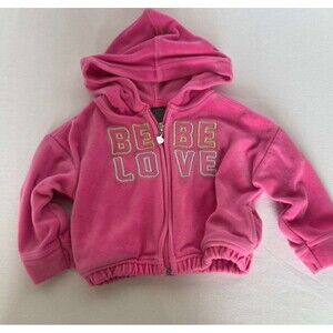 Bebe Sport Baby Girls Pink Hoodie Zip Jacket 12M Love Soft Cute